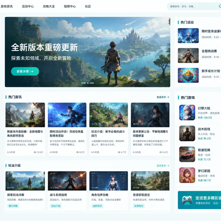 PG电子数字内容服务与热门游戏资讯展示界面